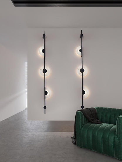 Vertical LED Wall Sconce with Alabaster Discs