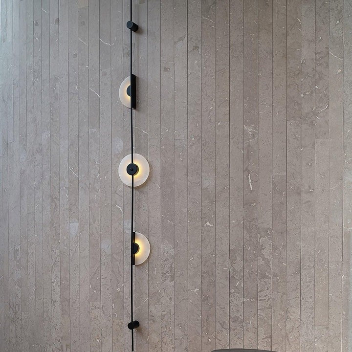 Vertical LED Wall Sconce with Alabaster Discs