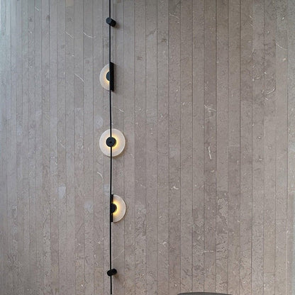 Vertical LED Wall Sconce with Alabaster Discs