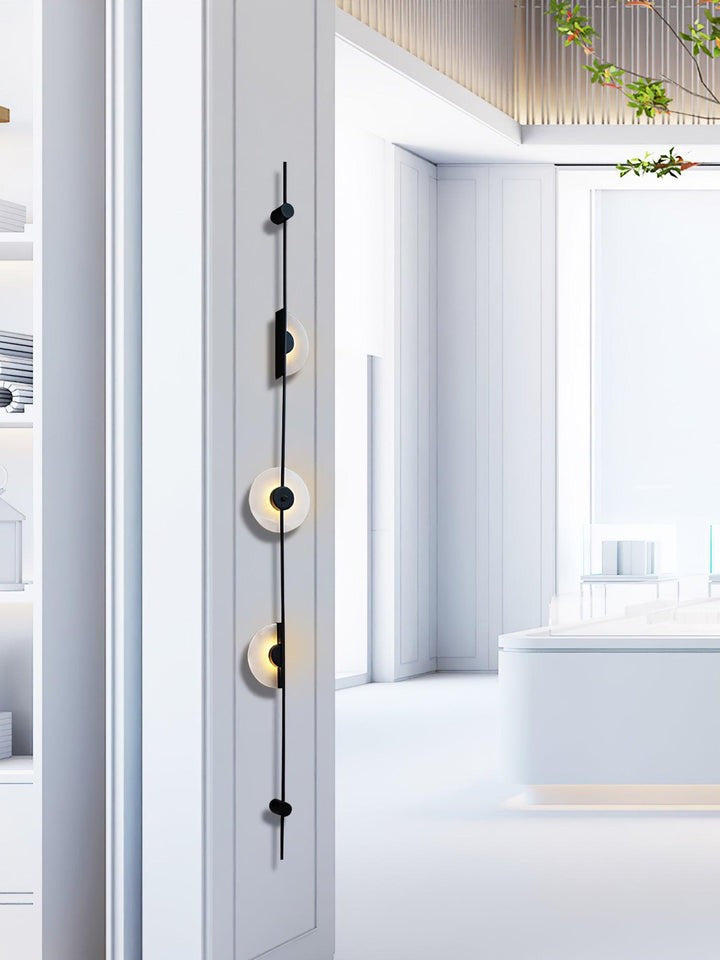Vertical LED Wall Sconce with Alabaster Discs