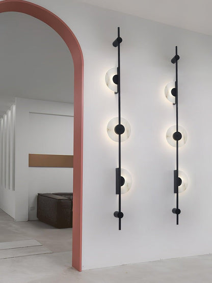 Vertical LED Wall Sconce with Alabaster Discs