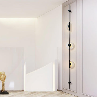 Vertical LED Wall Sconce with Alabaster Discs