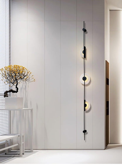 Vertical LED Wall Sconce with Alabaster Discs