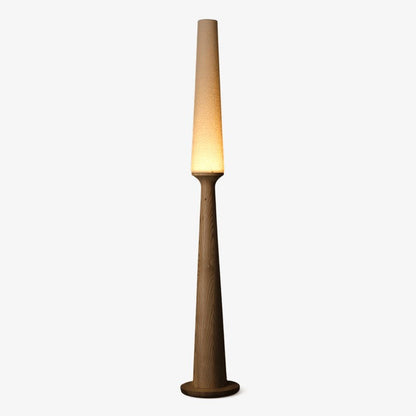Vertical Wood Base Floor Lamp with Textured Shade