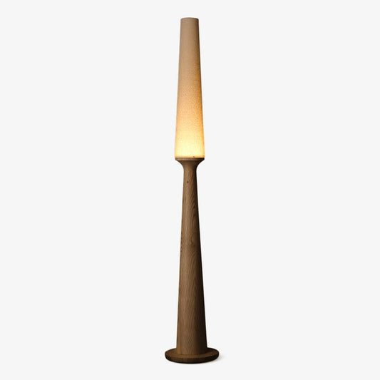 Vertical Wood Base Floor Lamp with Textured Shade