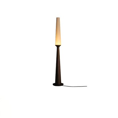 Vertical Wood Base Floor Lamp with Textured Shade