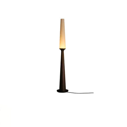 Vertical Wood Base Floor Lamp with Textured Shade