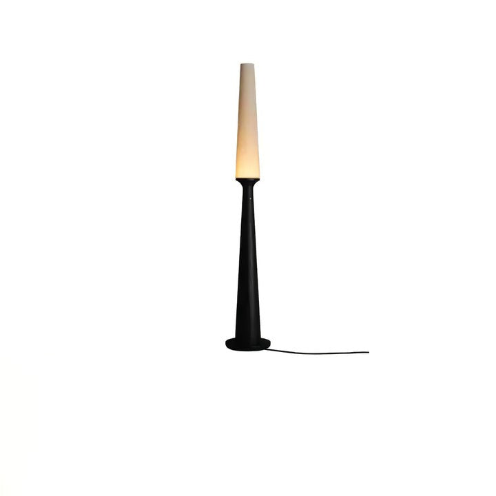 Vertical Wood Base Floor Lamp with Textured Shade