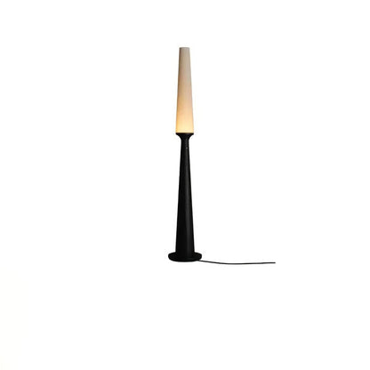 Vertical Wood Base Floor Lamp with Textured Shade