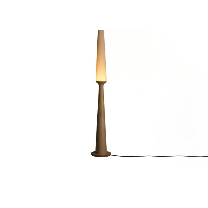 Vertical Wood Base Floor Lamp with Textured Shade
