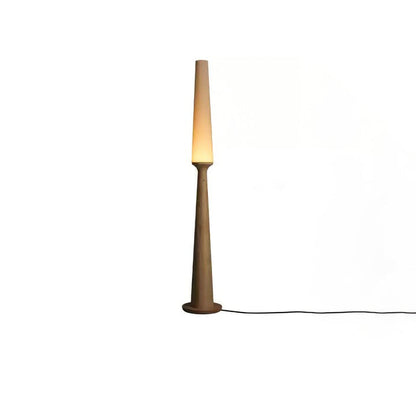 Vertical Wood Base Floor Lamp with Textured Shade