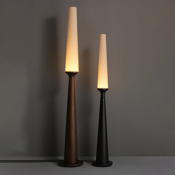 Vertical Wood Base Floor Lamp with Textured Shade
