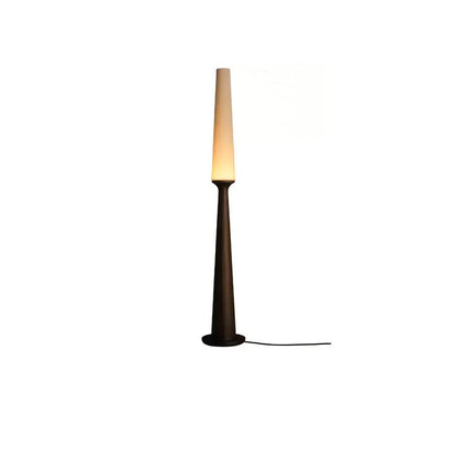 Vertical Wood Base Floor Lamp with Textured Shade