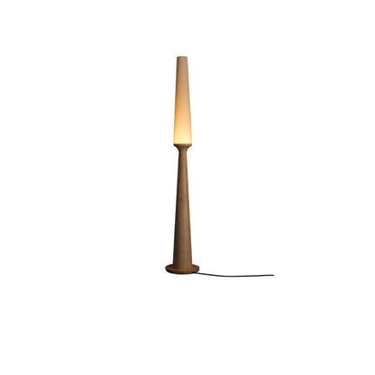 Vertical Wood Base Floor Lamp with Textured Shade