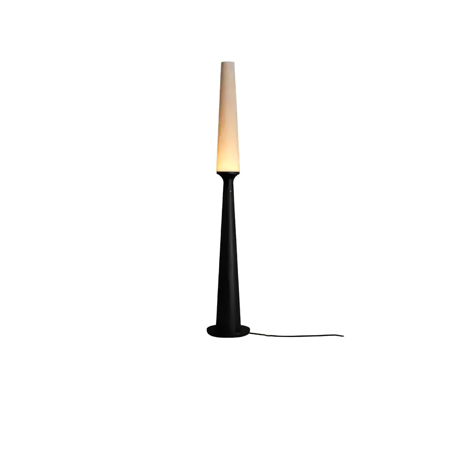 Vertical Wood Base Floor Lamp with Textured Shade