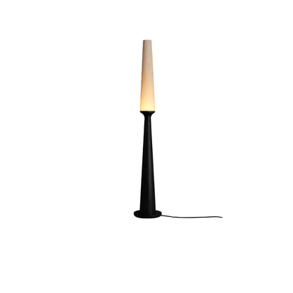 Vertical Wood Base Floor Lamp with Textured Shade