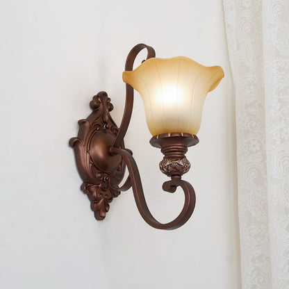 Vintage Glass Shade Wall Sconce with Brushed Copper Finish