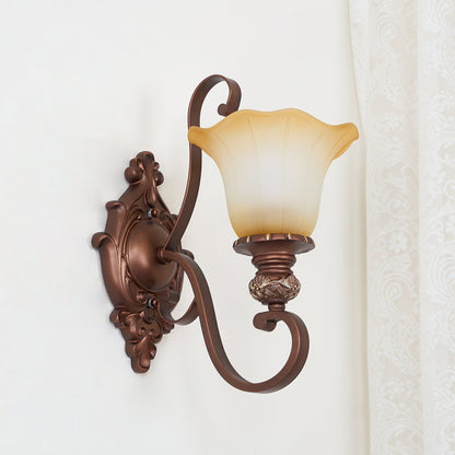 Vintage Glass Shade Wall Sconce with Brushed Copper Finish