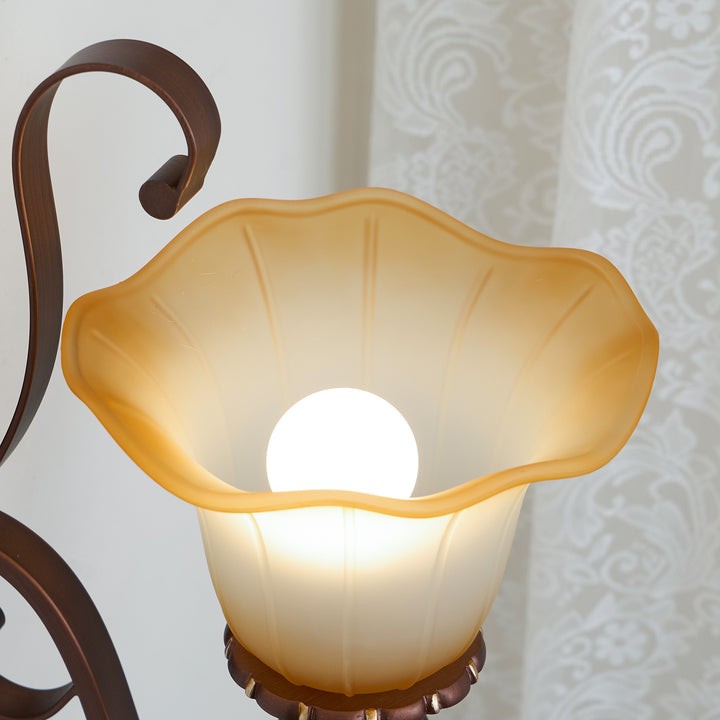 Vintage Glass Shade Wall Sconce with Brushed Copper Finish