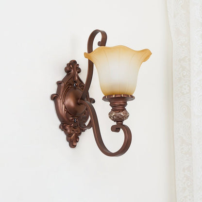 Vintage Glass Shade Wall Sconce with Brushed Copper Finish