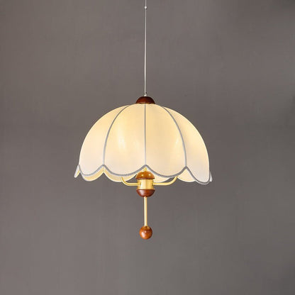 Vintage-Modern Bloom Pendant Light with Wooden & Brass Accents