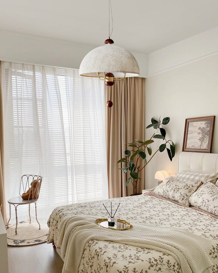 Vintage-Modern Bloom Pendant Light with Wooden & Brass Accents