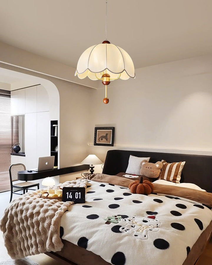 Vintage-Modern Bloom Pendant Light with Wooden & Brass Accents
