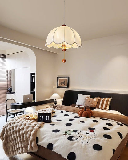 Vintage-Modern Bloom Pendant Light with Wooden & Brass Accents