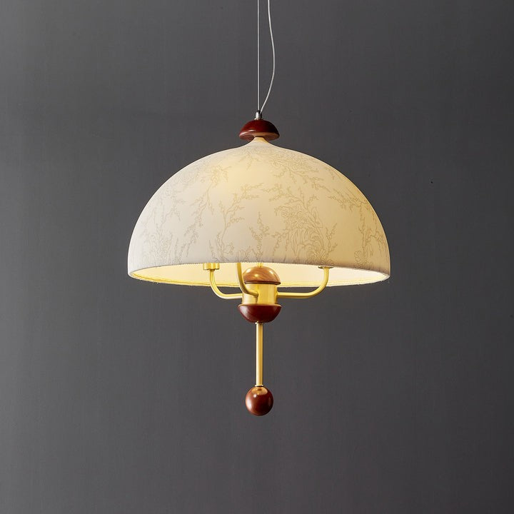 Vintage-Modern Bloom Pendant Light with Wooden & Brass Accents