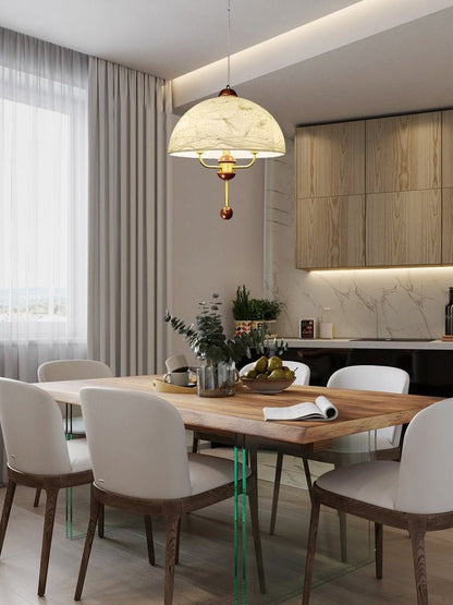 Vintage-Modern Bloom Pendant Light with Wooden & Brass Accents