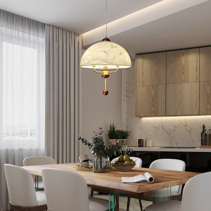 Vintage-Modern Bloom Pendant Light with Wooden & Brass Accents