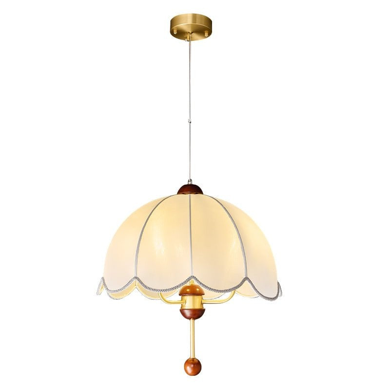 Vintage-Modern Bloom Pendant Light with Wooden & Brass Accents