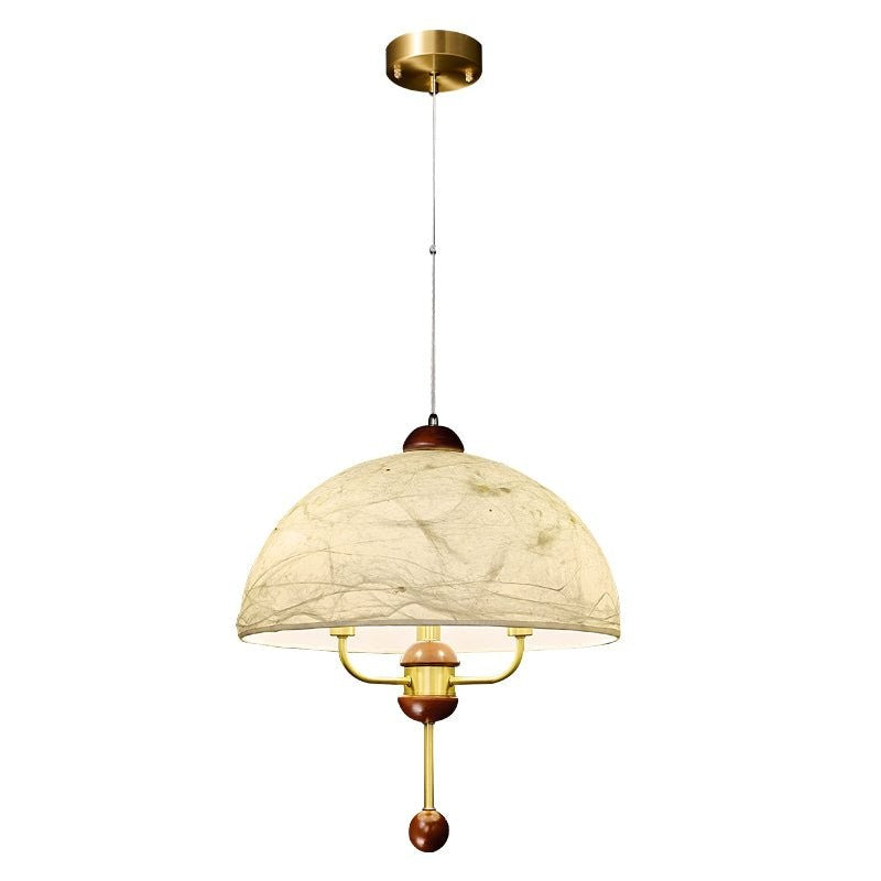 Vintage-Modern Bloom Pendant Light with Wooden & Brass Accents