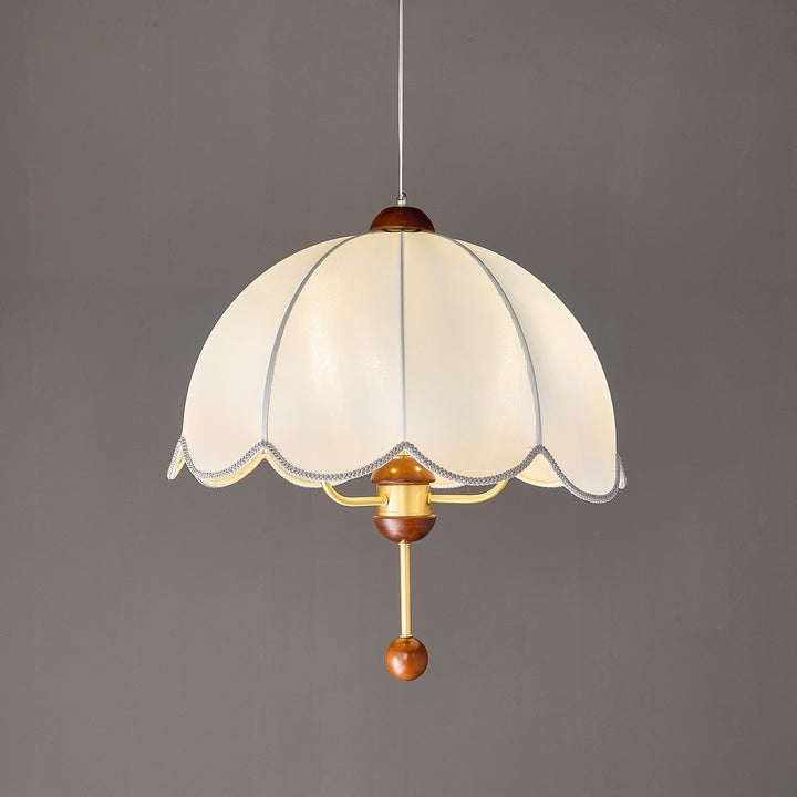 Vintage-Modern Bloom Pendant Light with Wooden & Brass Accents