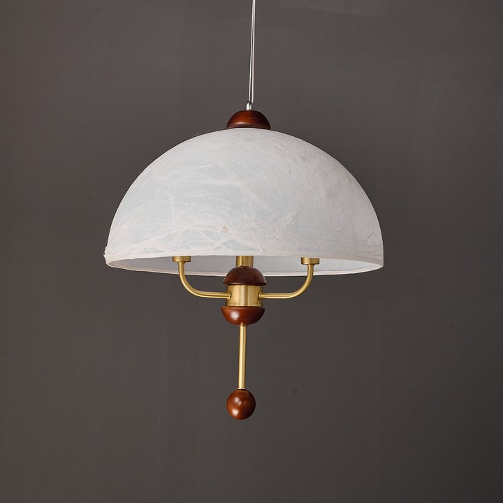 Vintage-Modern Bloom Pendant Light with Wooden & Brass Accents