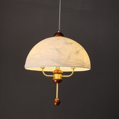 Vintage-Modern Bloom Pendant Light with Wooden & Brass Accents