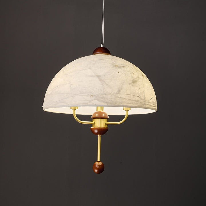 Vintage-Modern Bloom Pendant Light with Wooden & Brass Accents