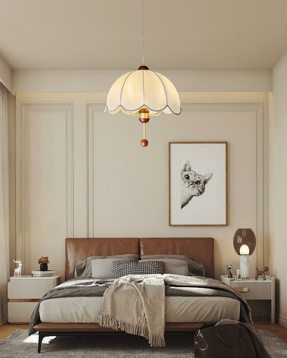 Vintage-Modern Bloom Pendant Light with Wooden & Brass Accents