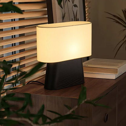 Walnut and White Touch-Control LED Table Lamp