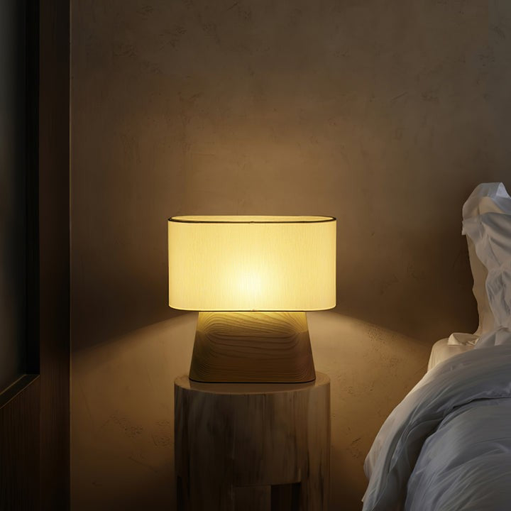 Walnut and White Touch-Control LED Table Lamp
