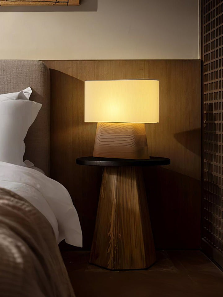 Walnut and White Touch-Control LED Table Lamp