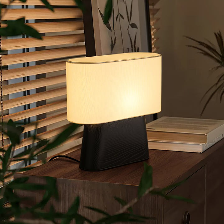 Walnut and White Touch-Control LED Table Lamp