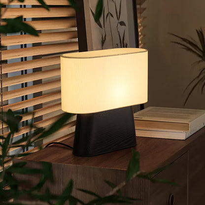 Walnut and White Touch-Control LED Table Lamp