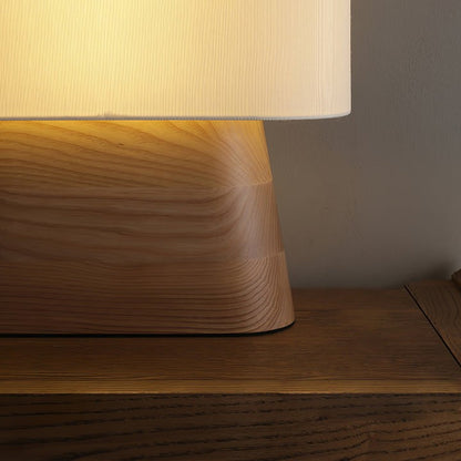 Walnut and White Touch-Control LED Table Lamp