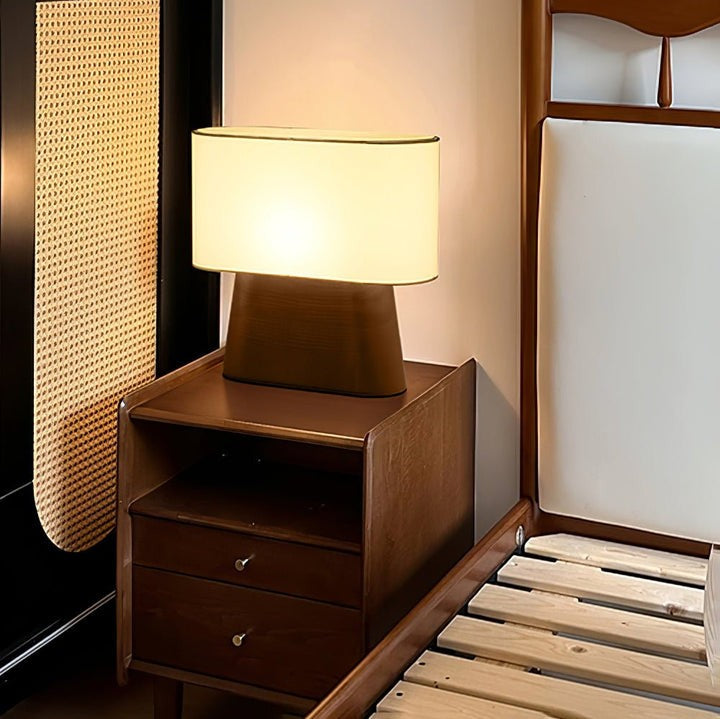 Walnut and White Touch-Control LED Table Lamp