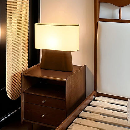 Walnut and White Touch-Control LED Table Lamp