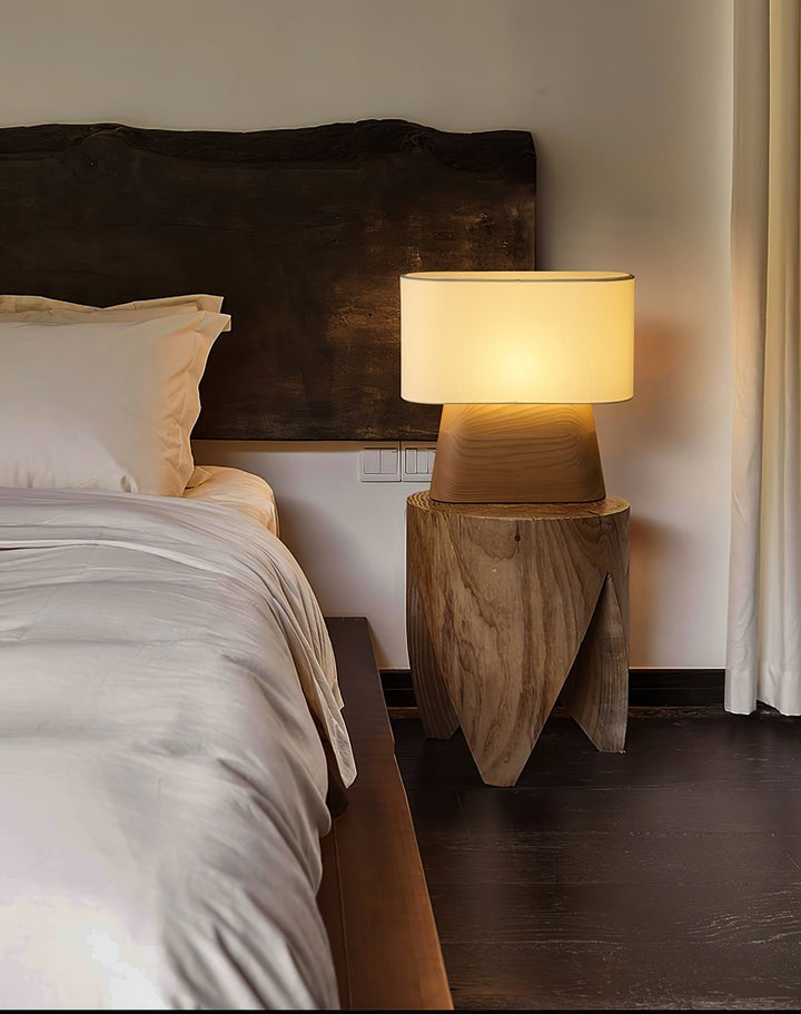 Walnut and White Touch-Control LED Table Lamp
