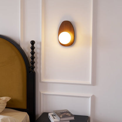 Walnut Wood Wall Sconce with Globe Shade