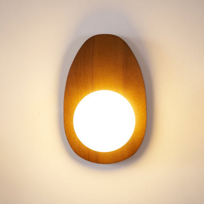 Walnut Wood Wall Sconce with Globe Shade