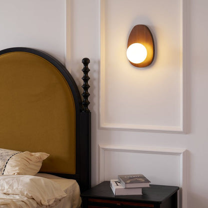 Walnut Wood Wall Sconce with Globe Shade